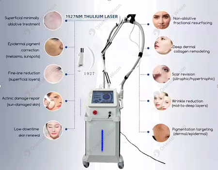 แนวดิ่ง 1927nm Thulium Laser Skin Anti-Aging Beauty Machine